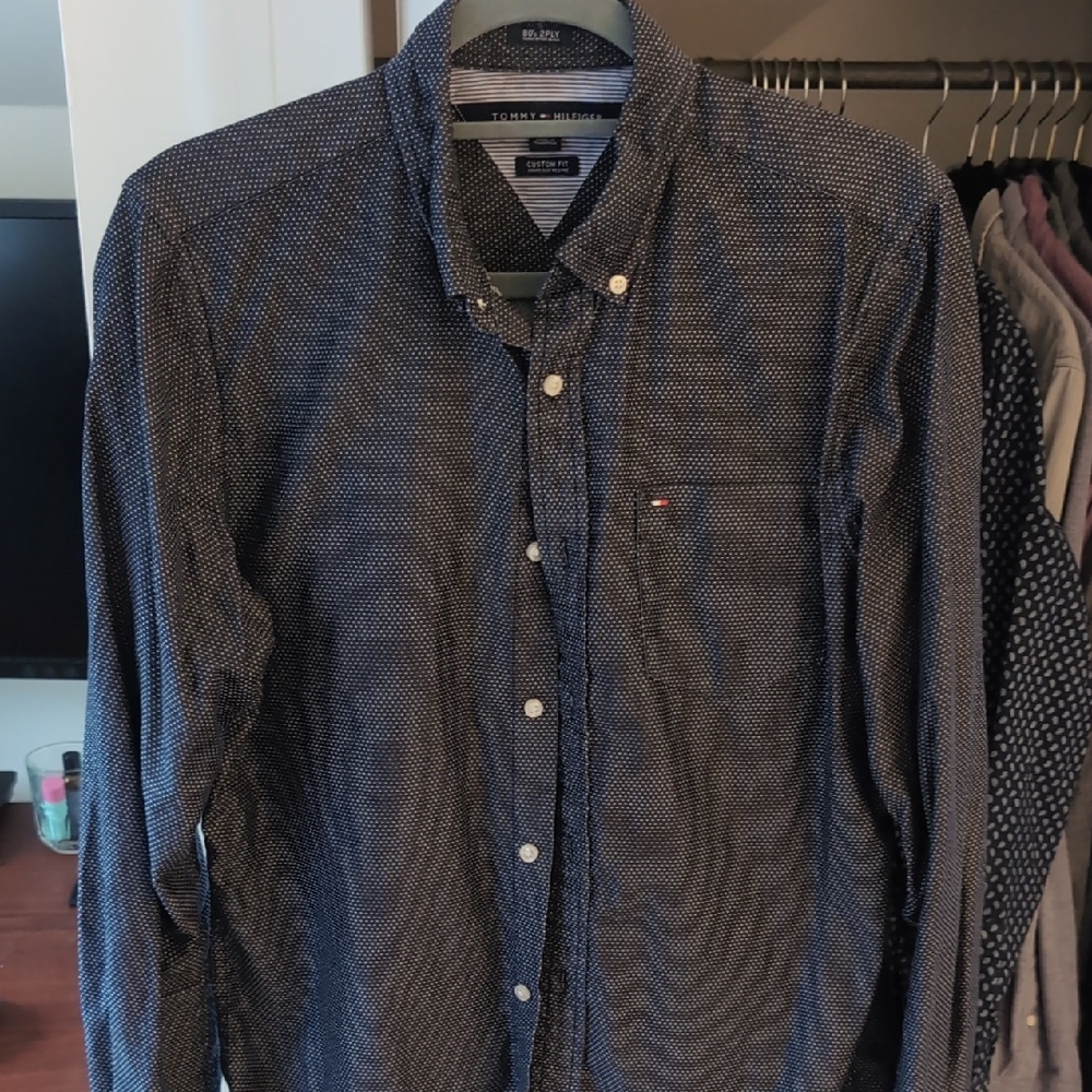 Tommy Hilfiger Men's Charcoal Button Down Shirt